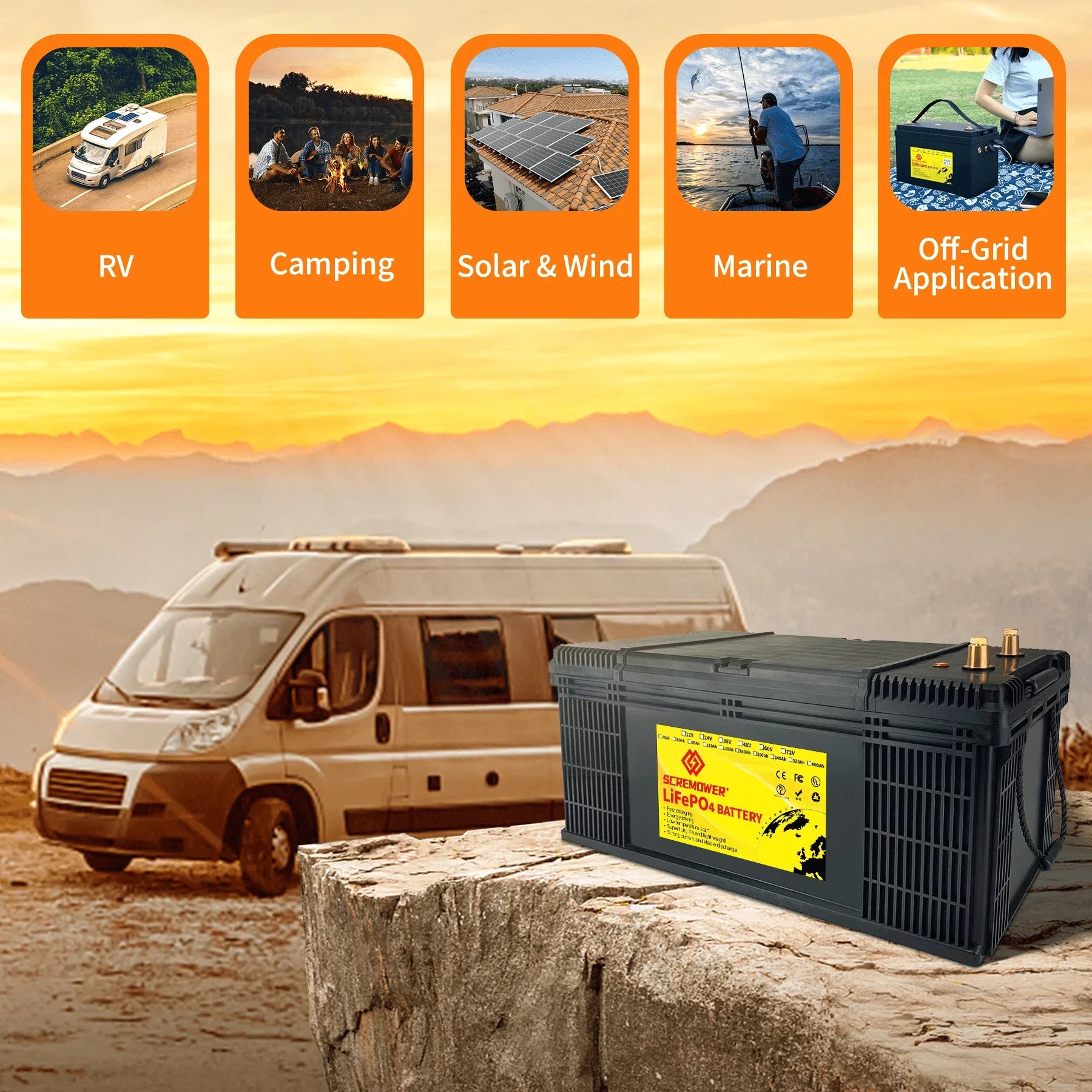 SizeCREAMPOWER 36V LiFePO4 Battery 100Ah, Lithium Batteries with 100A BMSize, Rechargeable Deep Cycle, Perfect for Trolling Motor, Golf Cart, Marine, Camper, RV, Sizeolar Power, Off Grid etc