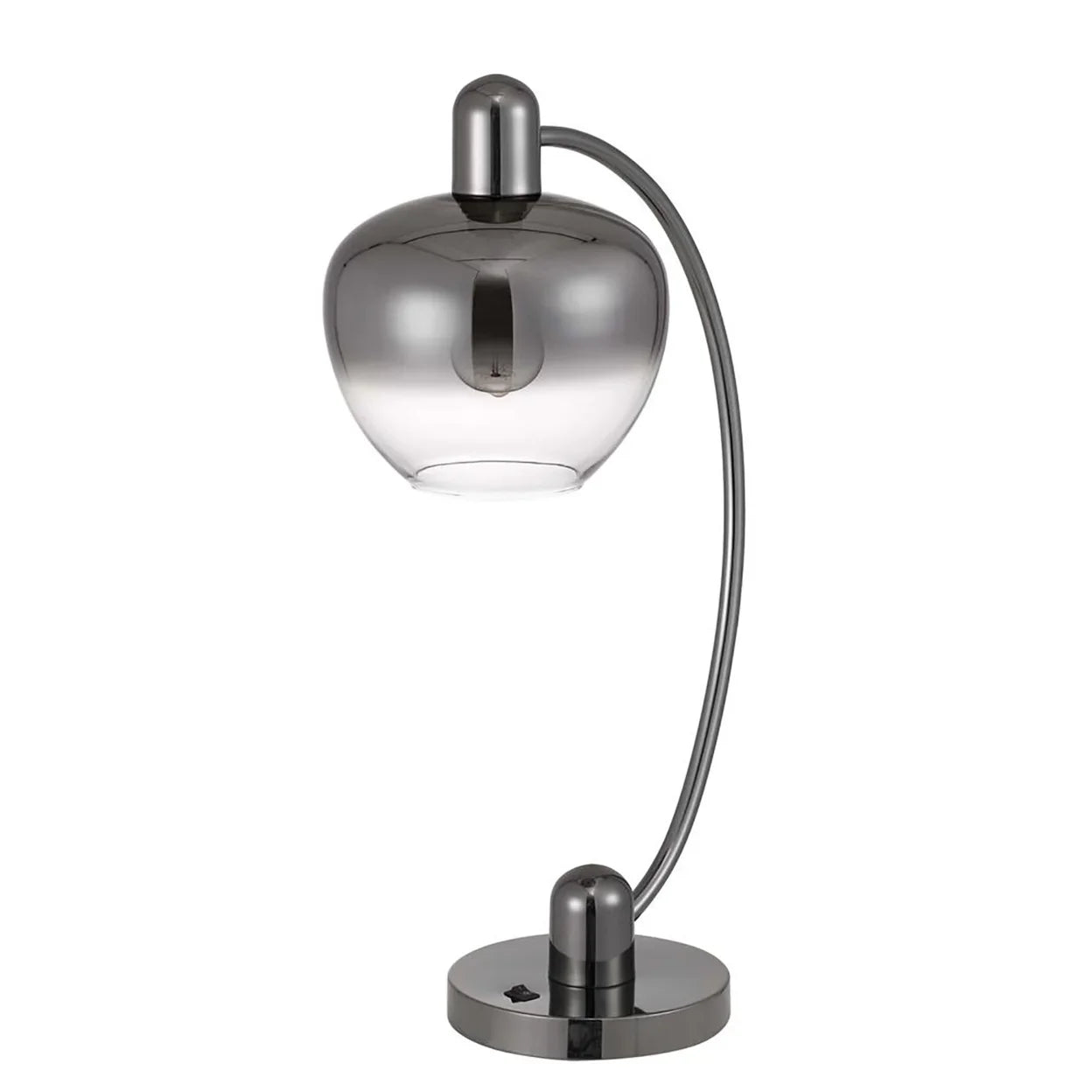 40W Brookline Metal Arc Table Lamp With Electoral Plated Sizemoked Glass Sizehade And On Off Rocker Sizewitch