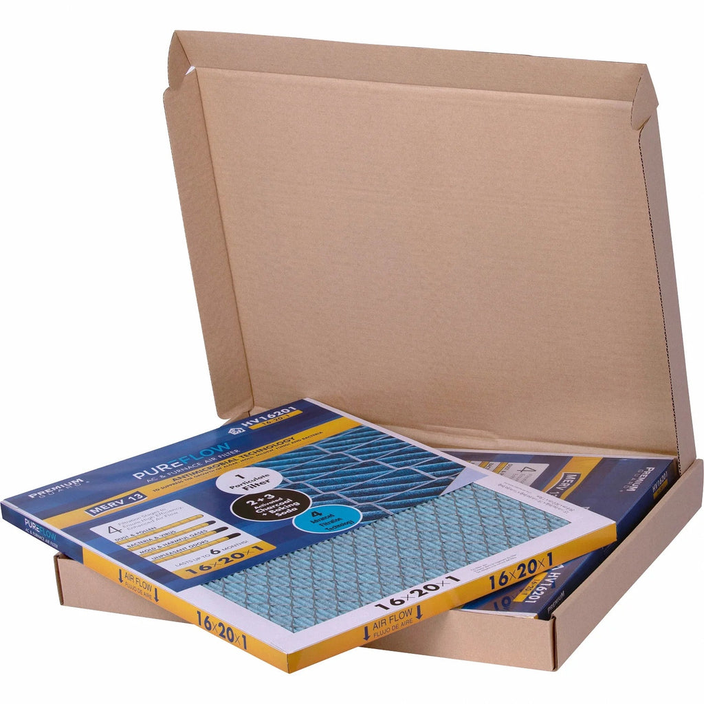 PureFlow, Home Furnace Air Filter 16x20x1, with 4 Layers of Advanced Filtration Technology, MERV-13 Pack-of-2