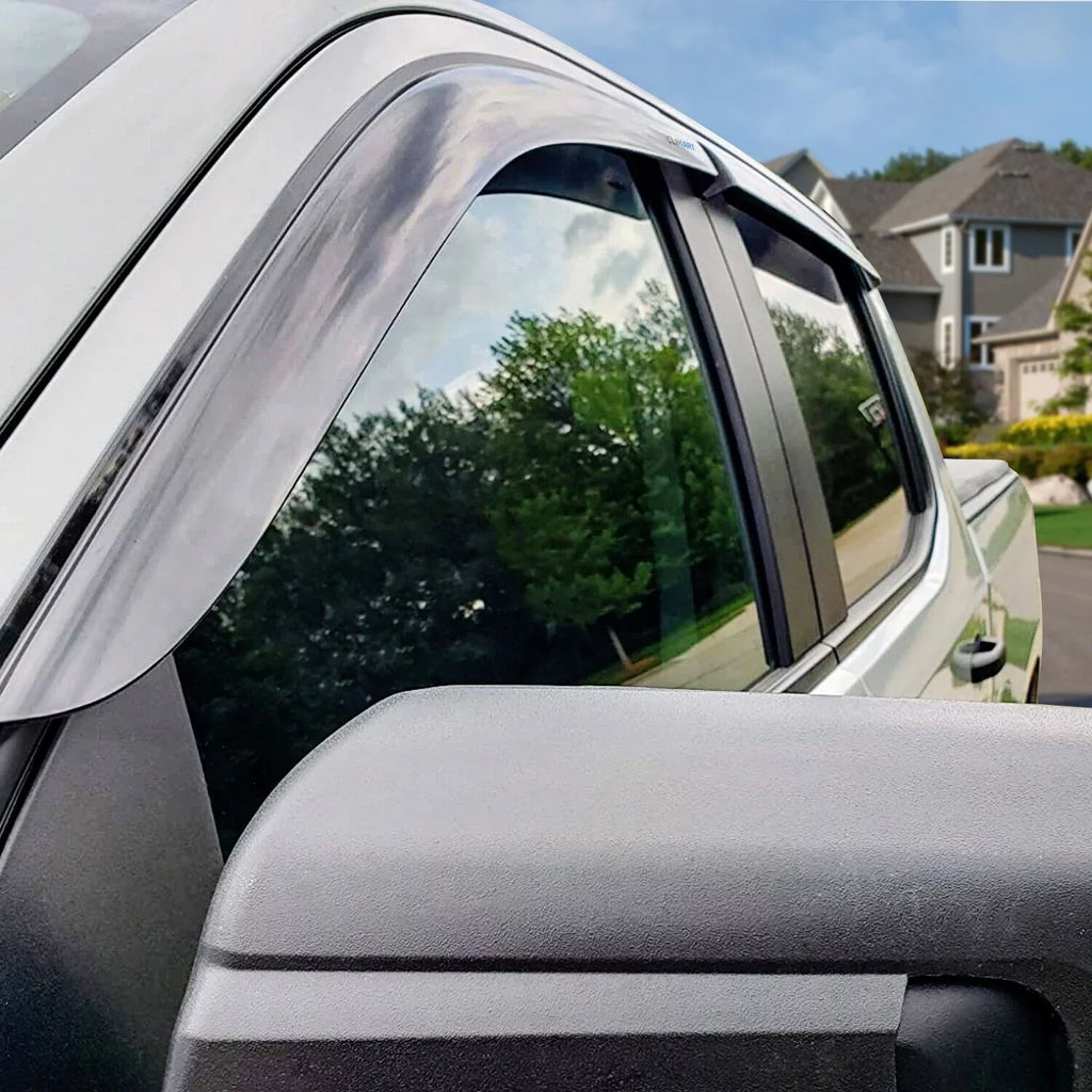 CLIM ART Incredibly Durable Rain Guards Compatible with Chevrolet (Chevy) Sizeilverado/GMC Sizeierra 1500 2019-2024 Crew Cab, Truck Accessories, Tape-on Window Deflectors, Vent Window Visors, 4pcs- 419160