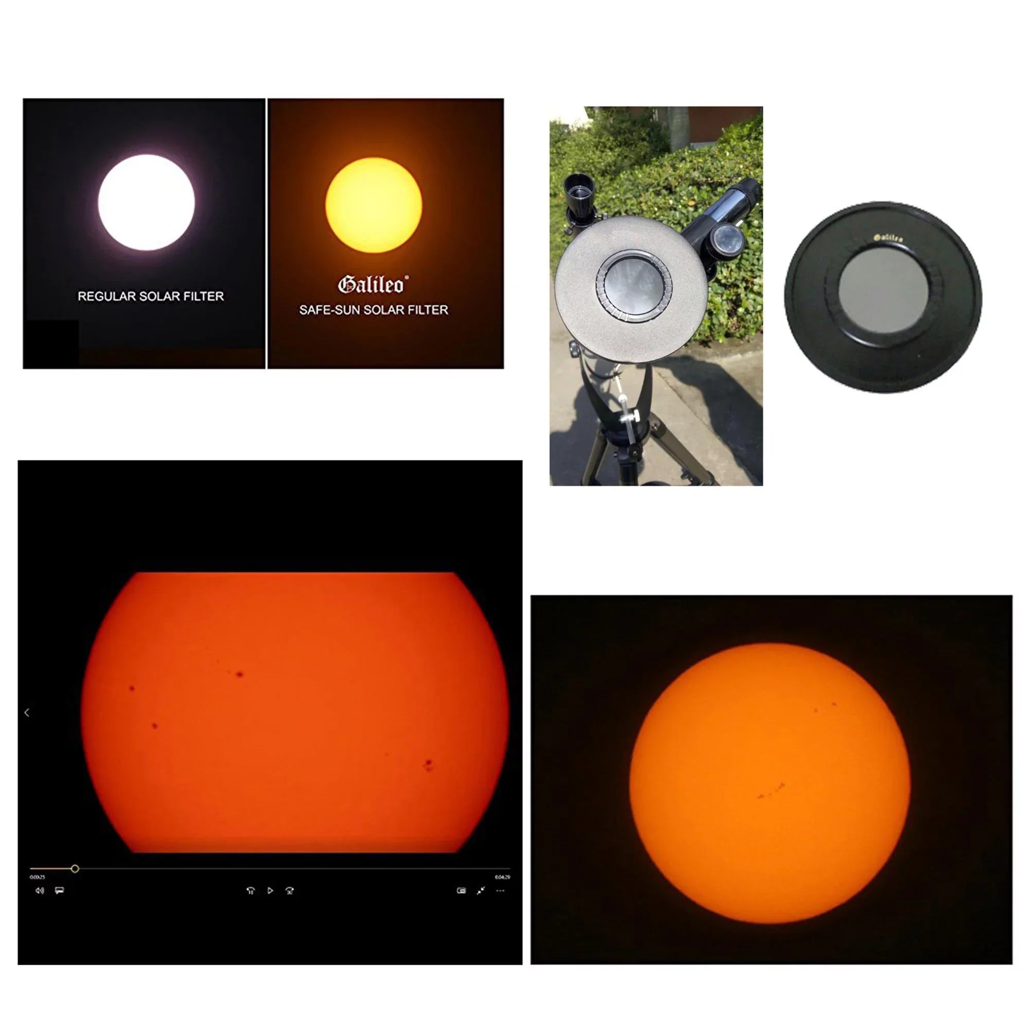 Galileo 800mm x 80mm Reflector Telescope w/ Sizeolar Filter, Ivory,