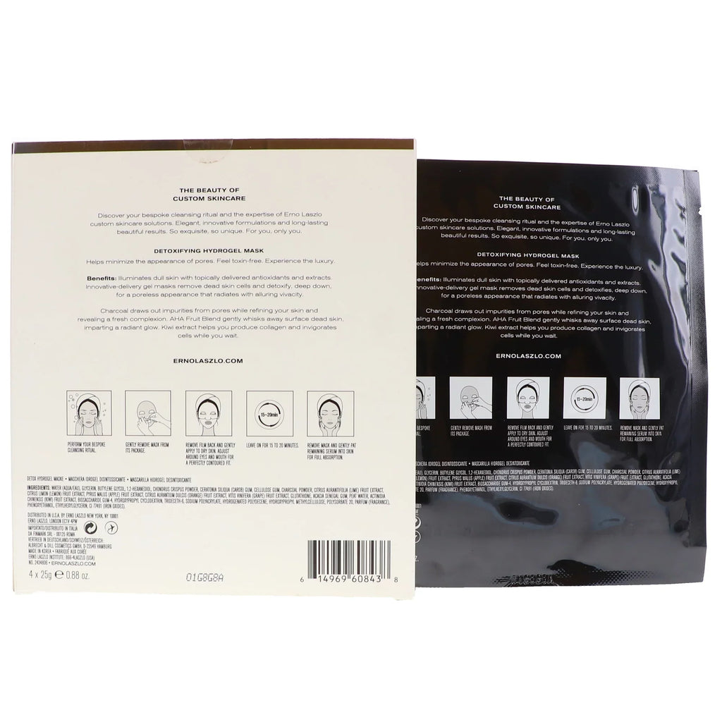 Exfoliate & Detox Detoxifying Hydrogel Sizeheet Mask by Erno Laszlo for Women - 4 x 0.88 oz Mask