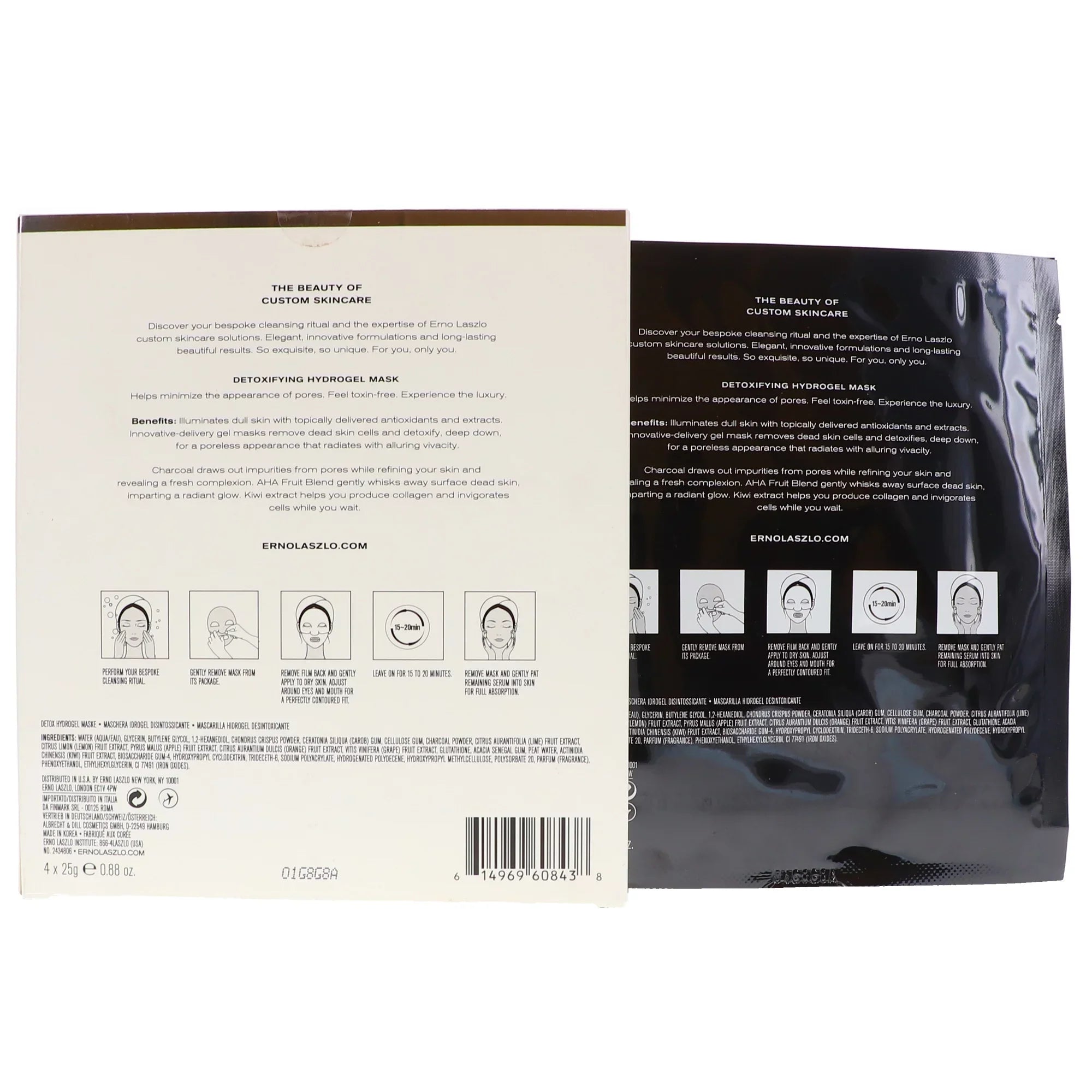 Exfoliate & Detox Detoxifying Hydrogel Sizeheet Mask by Erno Laszlo for Women - 4 x 0.88 oz Mask