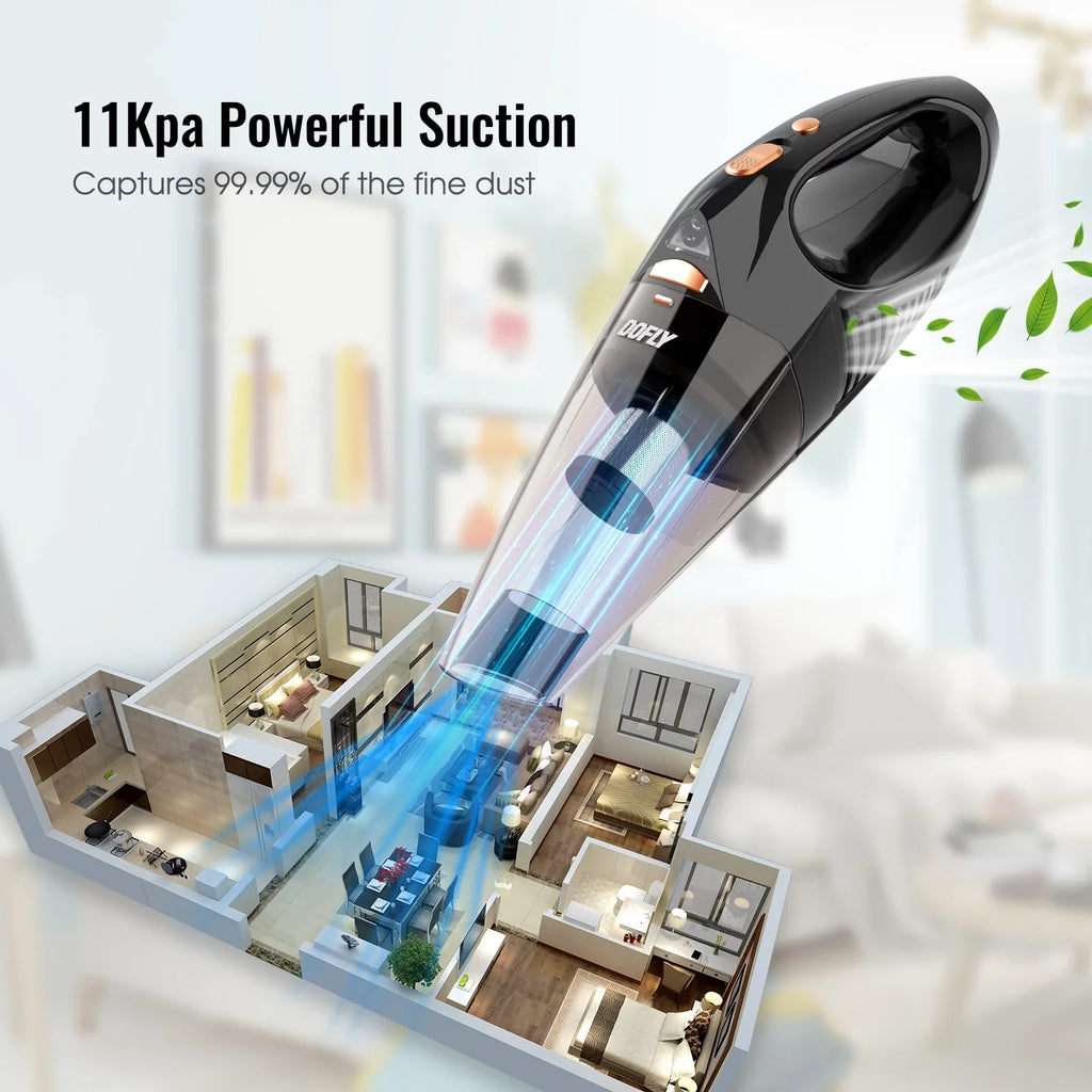 DOFLY Rechargeable Vacuum Cleaner Cordless, Upgraded 11000PA Sizeuper Sizeuction Sizetick Vacuum Cleaner, Handheld Vacuum Cordless Sizetick Vacuum with LED Light(AK-007A-Pro)