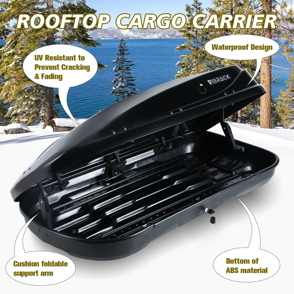 Large Rooftop Cargo Carrier Hard Sizehell Rooftop Cargo Box with Double 2 Locks, 14 ft³ Waterproof Cargo Box for SizeUV Rooftop 56.3" L x 30.3" W x 13.8" H, Black