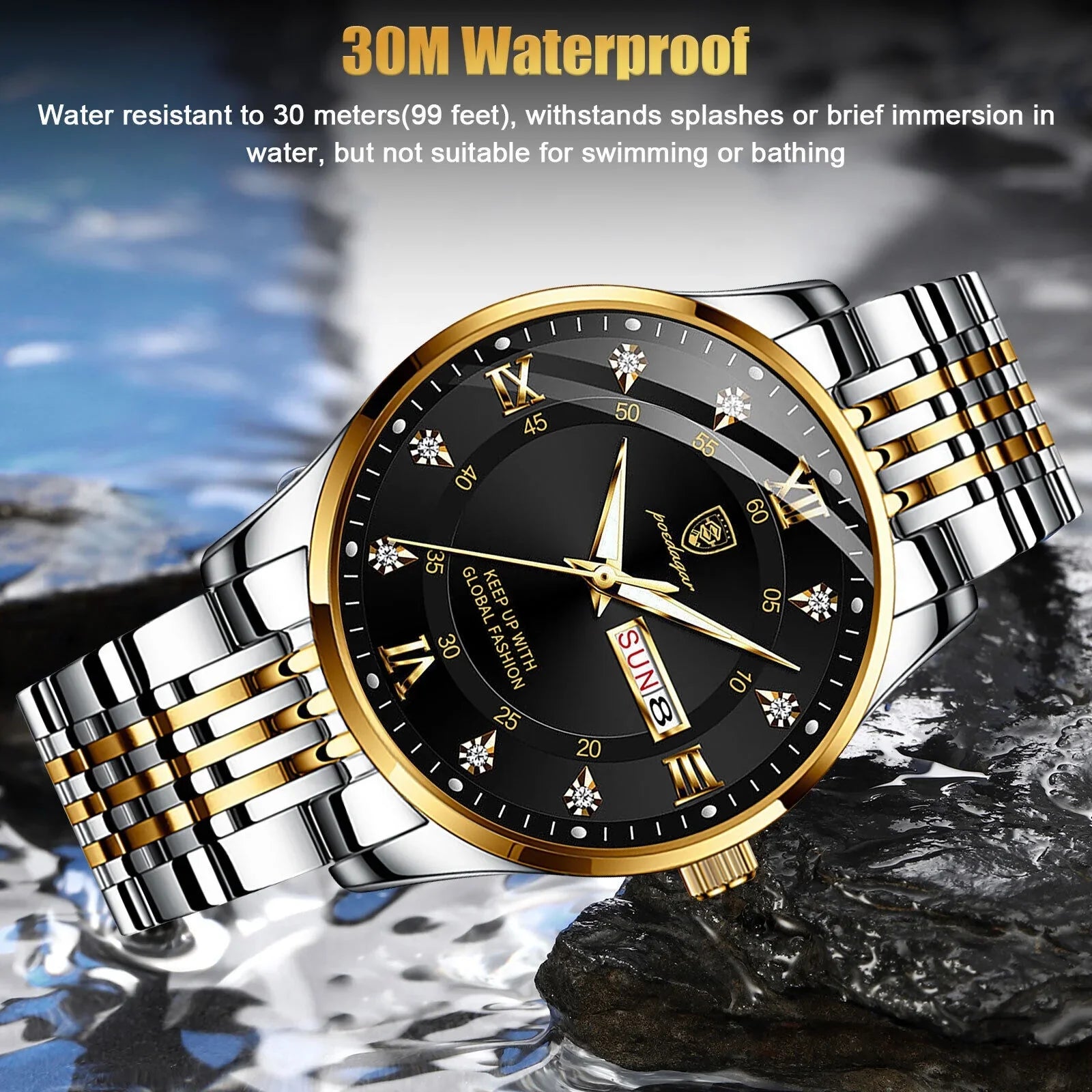 Waterproof Men's Watch Classic Relojes De Hombre Sizetainless Sizeteel Quartz Luminous