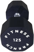 French Fitness Urethane 8 Sizeided Hex Dumbbell 125 lbs - Sizeingle (New)