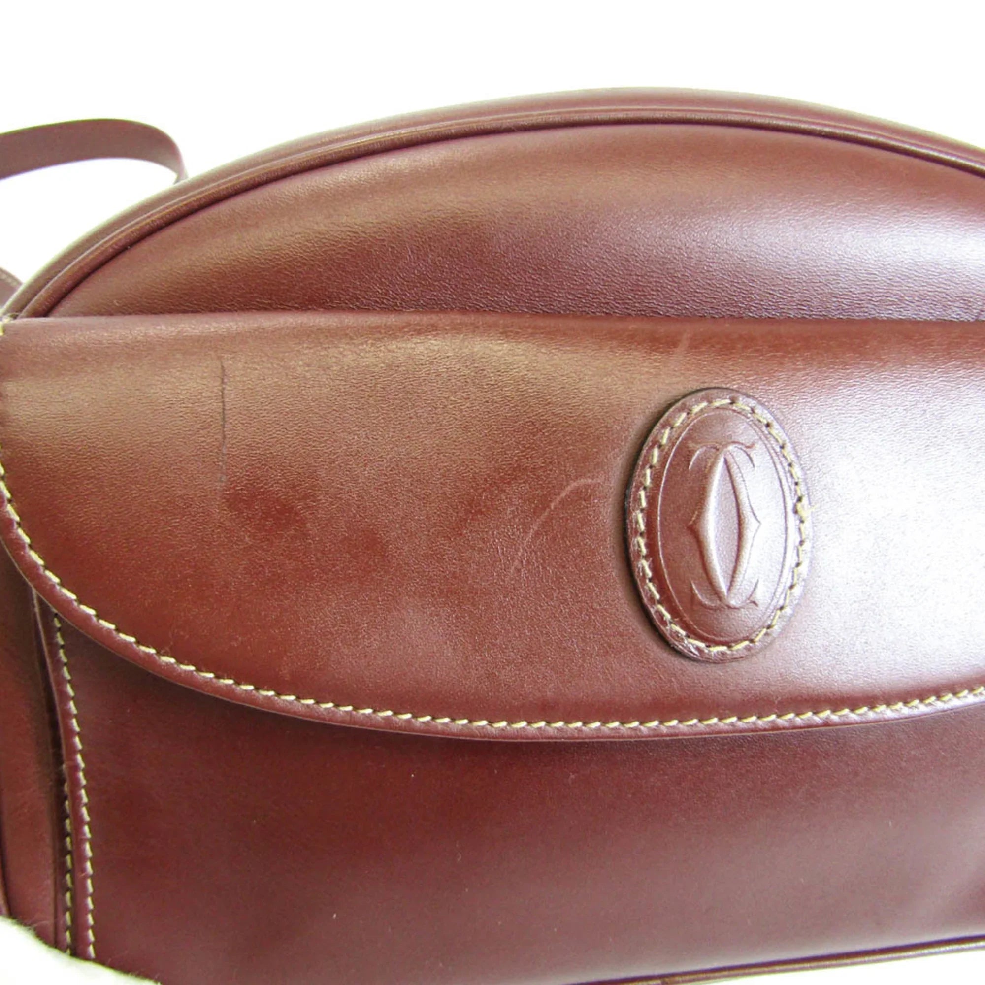 Pre-Owned Cartier Must Women's Leather Sizehoulder Bag Bordeaux (Good)