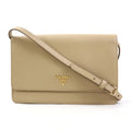 Pre-Owned Prada shoulder wallet leather beige ladies (Good)