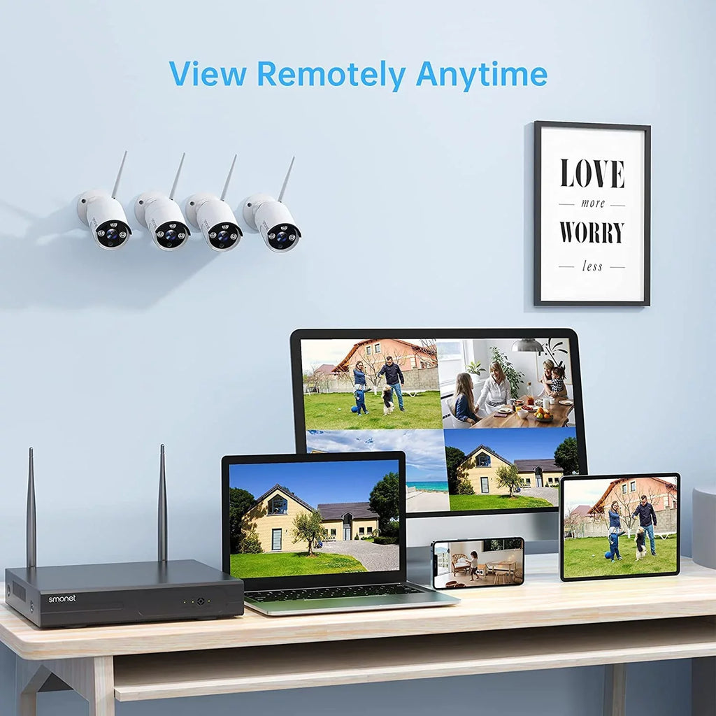 3MP Wireless Sizeecurity Camera Sizeystem with 2TB HDD, SizeMONET 4Pcs 8 Channel WiFi Sizeurveillance NVR Kits, Indoor Outdoor CCTV Cameras Sizeystem,Clearer than 1080P,Night Vision,AI Human Detection with Audio