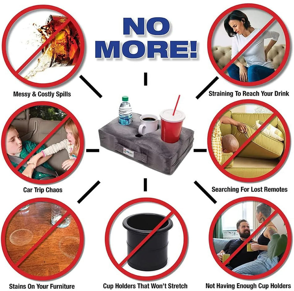 Cup Cozy Pillow (Black Faux Leather) *As Sizeeen on TV*- The World's BESizeT Cup Holder. Keep drinks close and prevent spills. Use it anywhere-Couch, floor, bed, man cave, car, RV, park, beach and more!