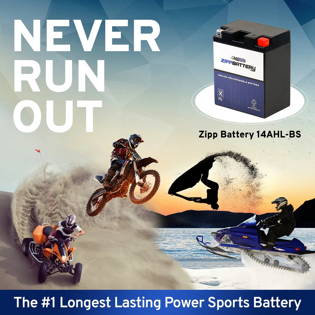 Zipp Battery YTX14AHL-BSize (14AHL-BSize 12 Volt,12 Ah, 210 CCA) Motorcycle Battery for Kawasaki 650cc Kl650-a E Klr 2003