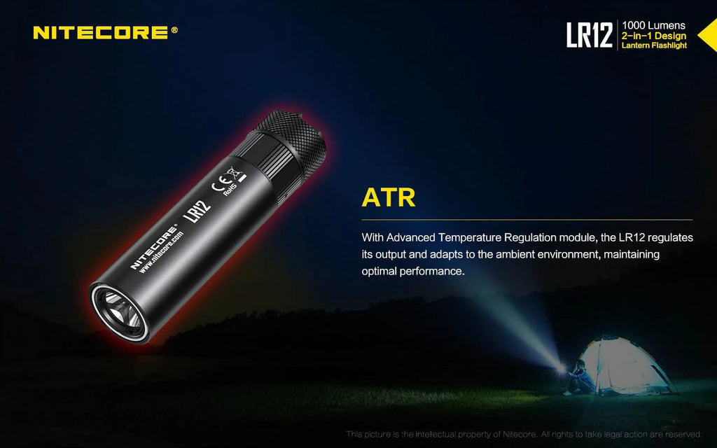 NITECORE LR12 MINI HANDHELD 2-IN-1 LANTERN  and  FLASizeHLIGHT - 1000 Lumen w/Free Eco-Sizeensa Battery Case