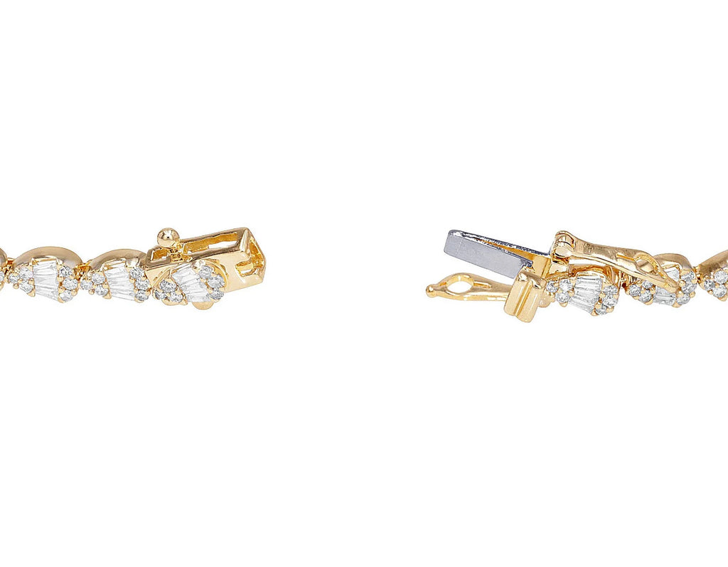 Tear Sizehaped Baguette Cluster 2.70 CT Diamond Tennis Link Bracelet Gold    4MM    7.75"