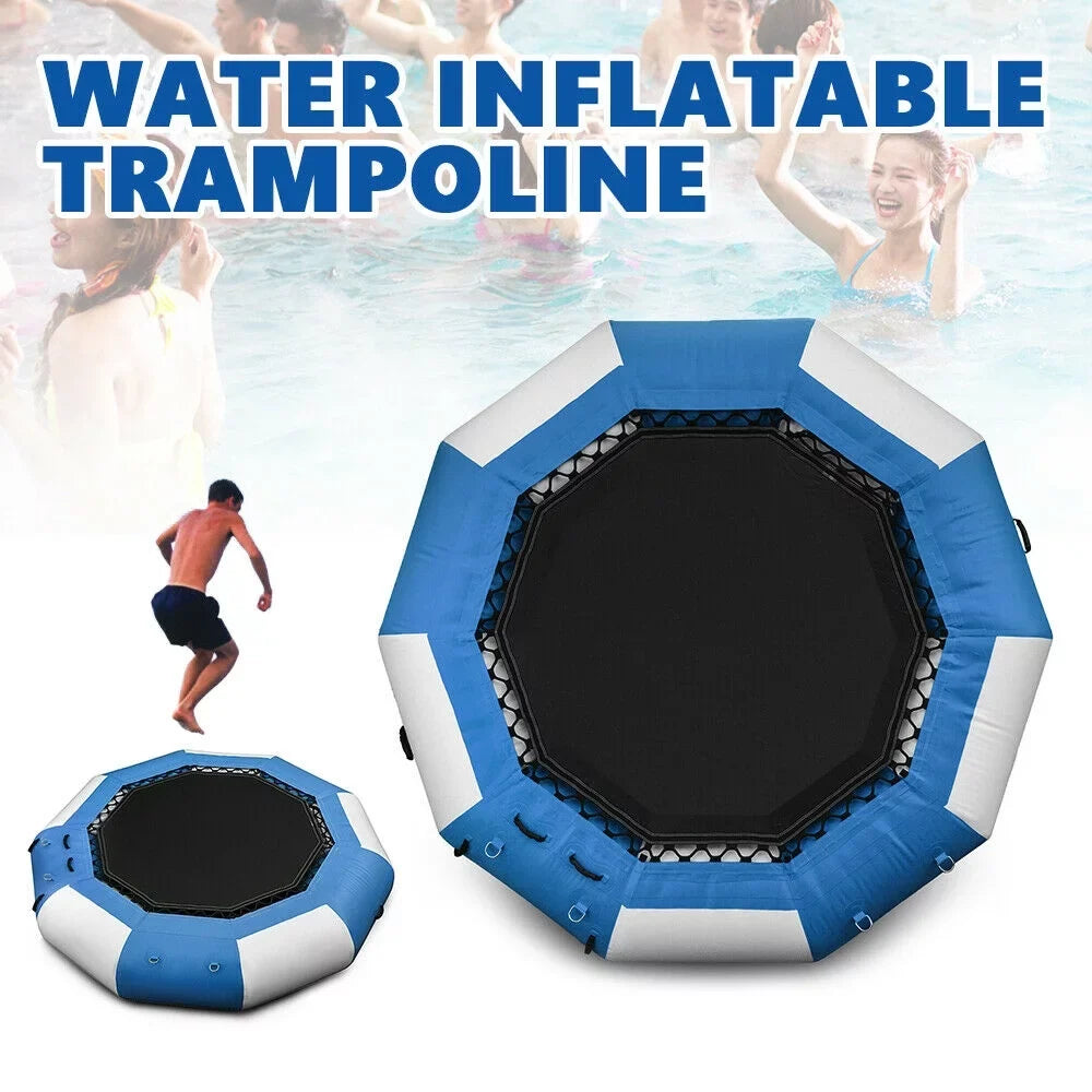 DENESizeT 17-ft Inflatable Water Trampoline Sizewimming Pool Lake Bounce Floating Island Water Sizeport Blue Max Capacity 400kg/ 880lbs