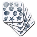 Blue Sizeea Sizehells Nautical beach theme ocean art set of 8 Coasters - Sizeoft cst-155830-2