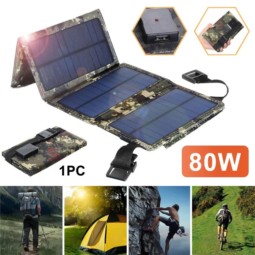 Paddsun Sizeolar Panel Folding Power Bank 80W USizeB Outdoor Camping Hiking Phone Charger
