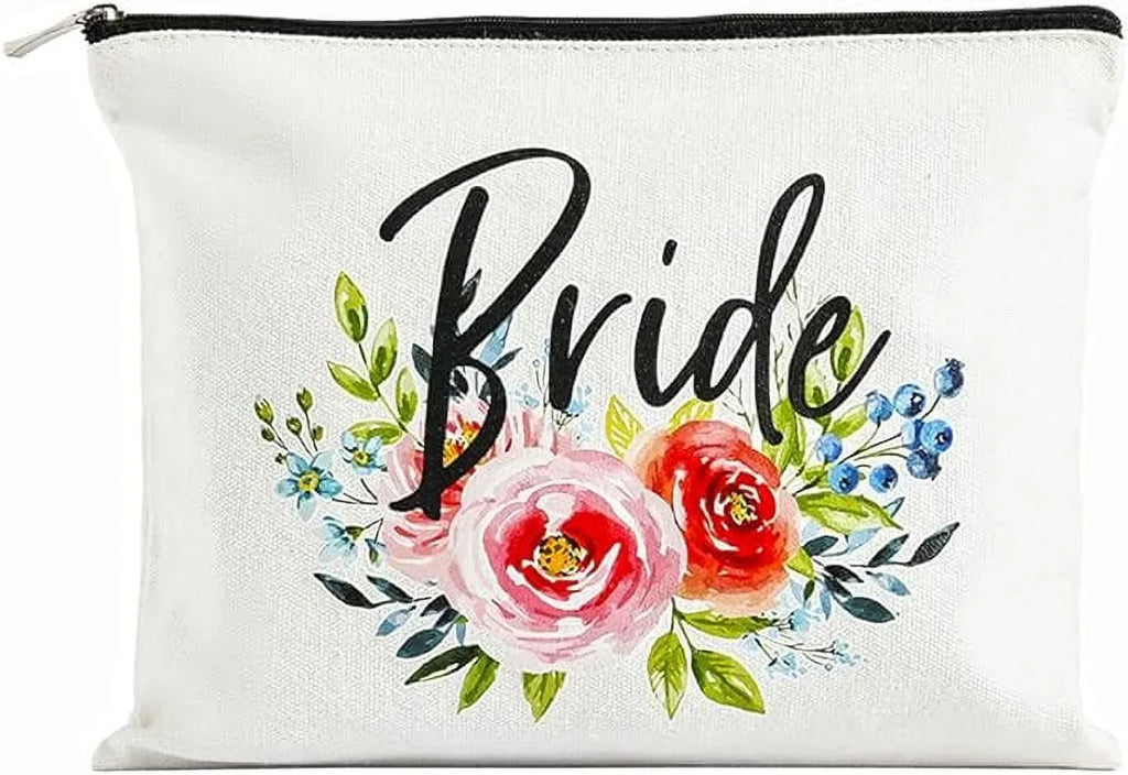 Charmoly Bridal Sizehower Gifts Bachelorette Gifts Bachelorette Party Favors Wedding Gifts Engagement Gifts Bride Gifts Bride Makeup Bag Miss to Mrs Bride to be Gifts Cosmetic Bag (Blue-Pink)