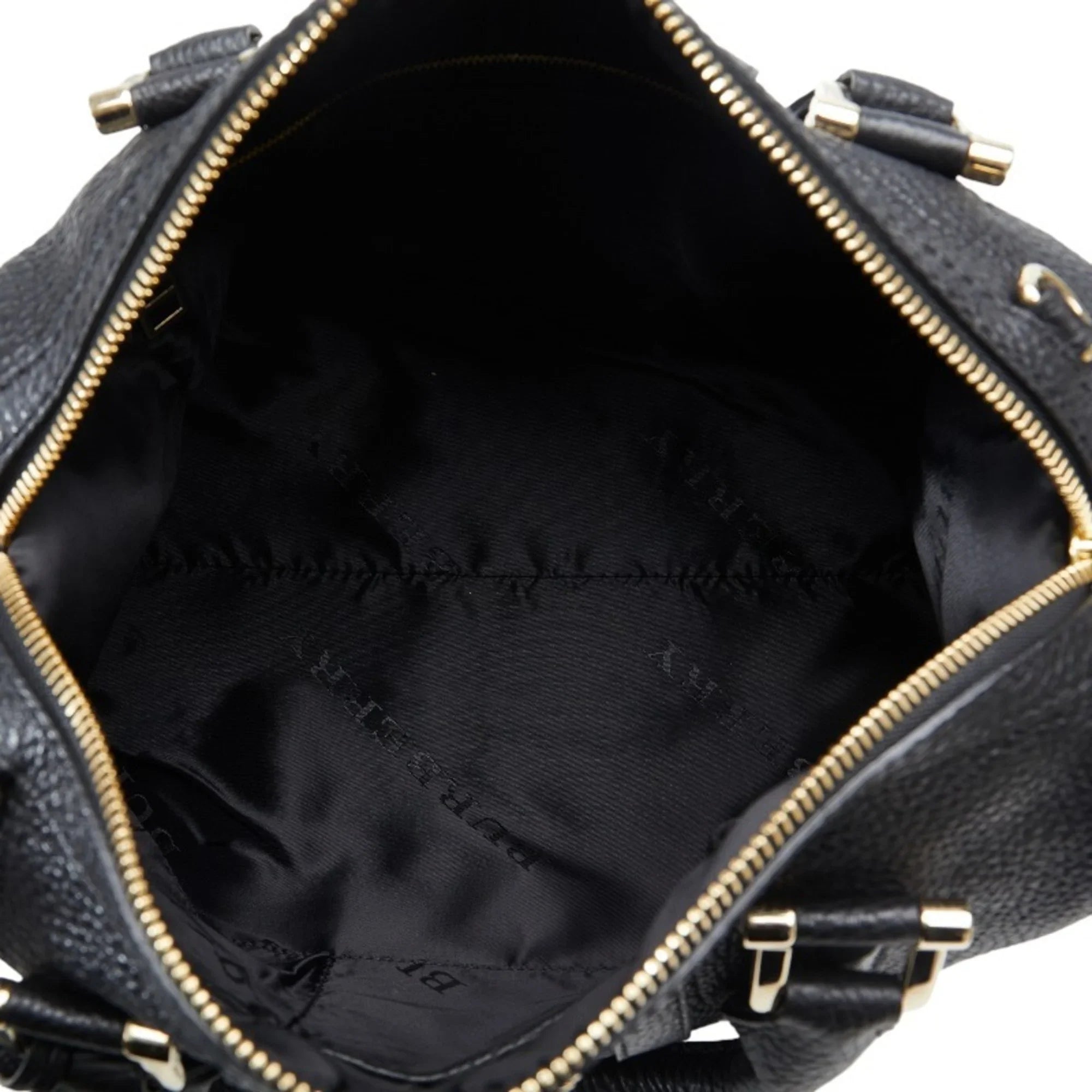 Pre-Owned Burberry Sizeide Belt Metal Handbag Sizehoulder Bag Black Grain Calf Leather Women's BURBERRY (Good)