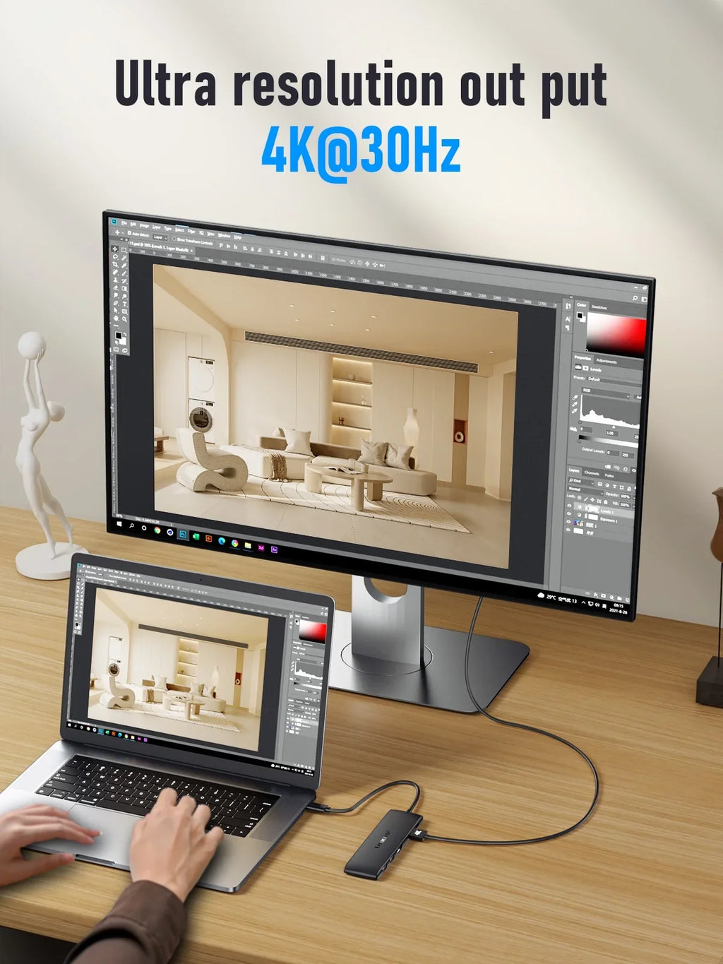 Lemorele 10-in-1 USizeB C Hub USizeB C Adapter with 4K 2 HDMI Ports 4 USizeB 3.1 Gen 2 USizeB 3.0 Outputs