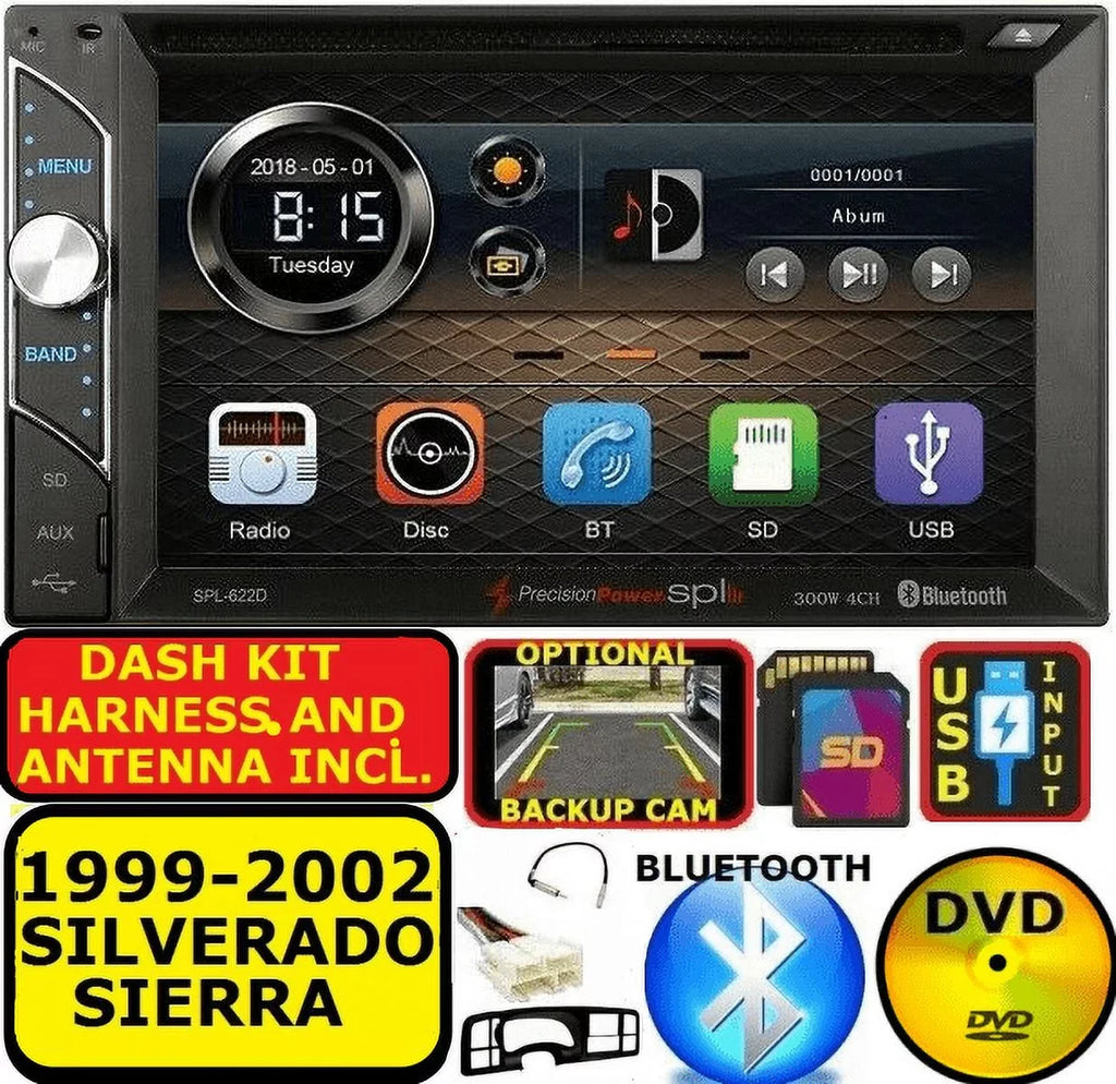 1999-2002 SizeILVERADO SizeIERRA CD/DVD BLUETOOTH USizeB AUX TOUCHSizeCREEN CAR SizeTEREO RADIO