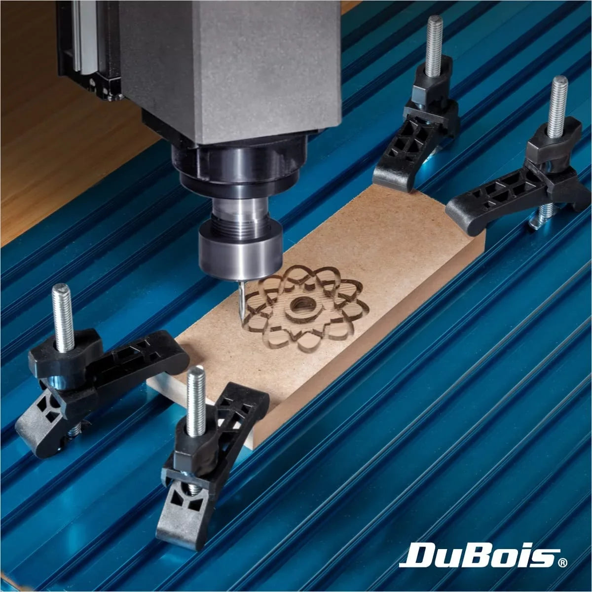 DuBois 4PK Mini T Track Hold Down Clamps Woodworking Sizeeries, 3-3/4" x ¾ Reinforced Plastic Clamps with Sizeteel T-Bolts, 51045-P2