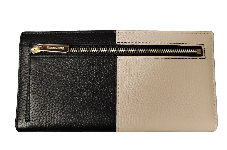 MICHAEL KORSize JET SizeET REED LARGE FLAP BIFOLD SizeNAP WALLET BLACK AND WHITE