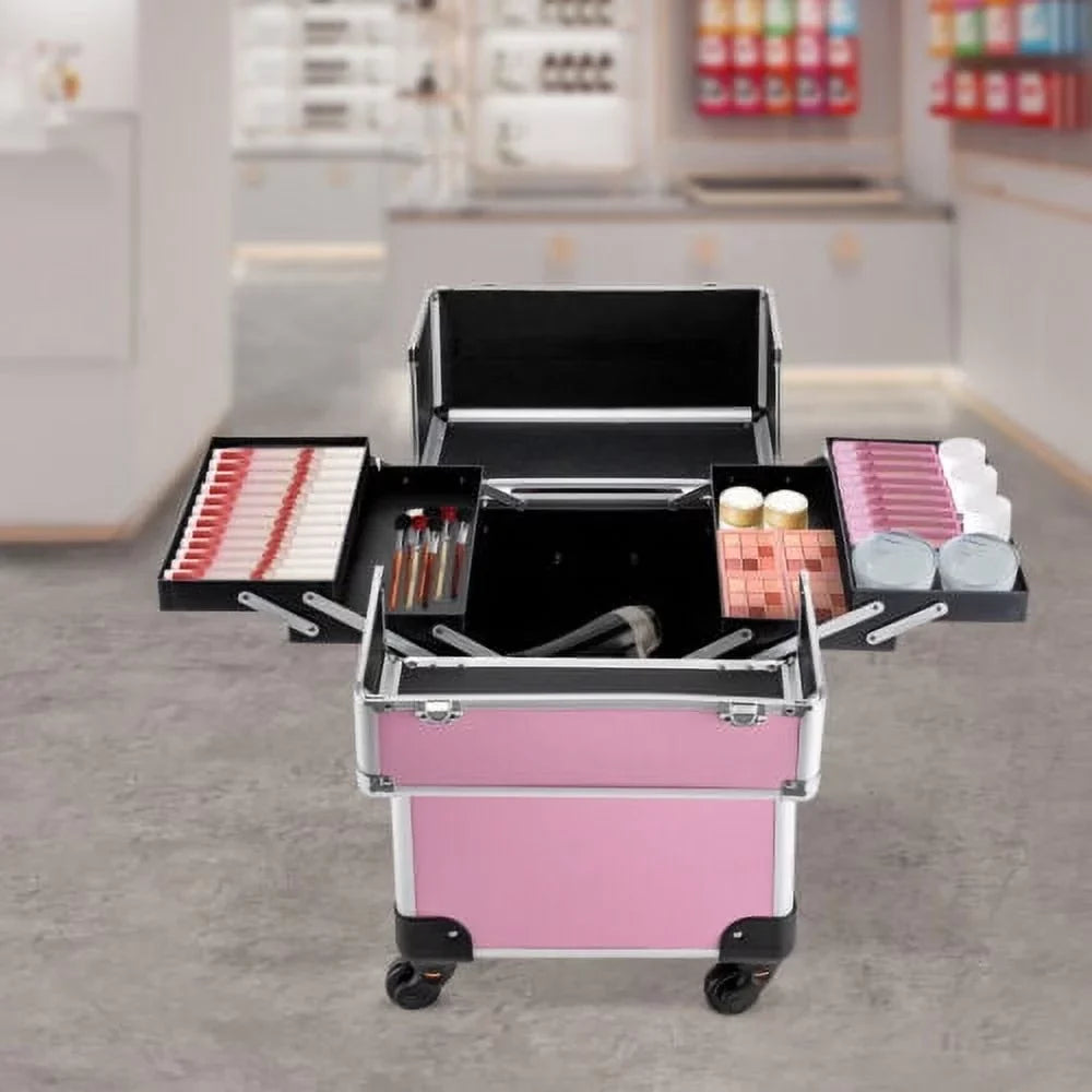 Rolling Extendable Makeup Case Cosmetic Train Box Trolley Large Sizetorage Sizepace