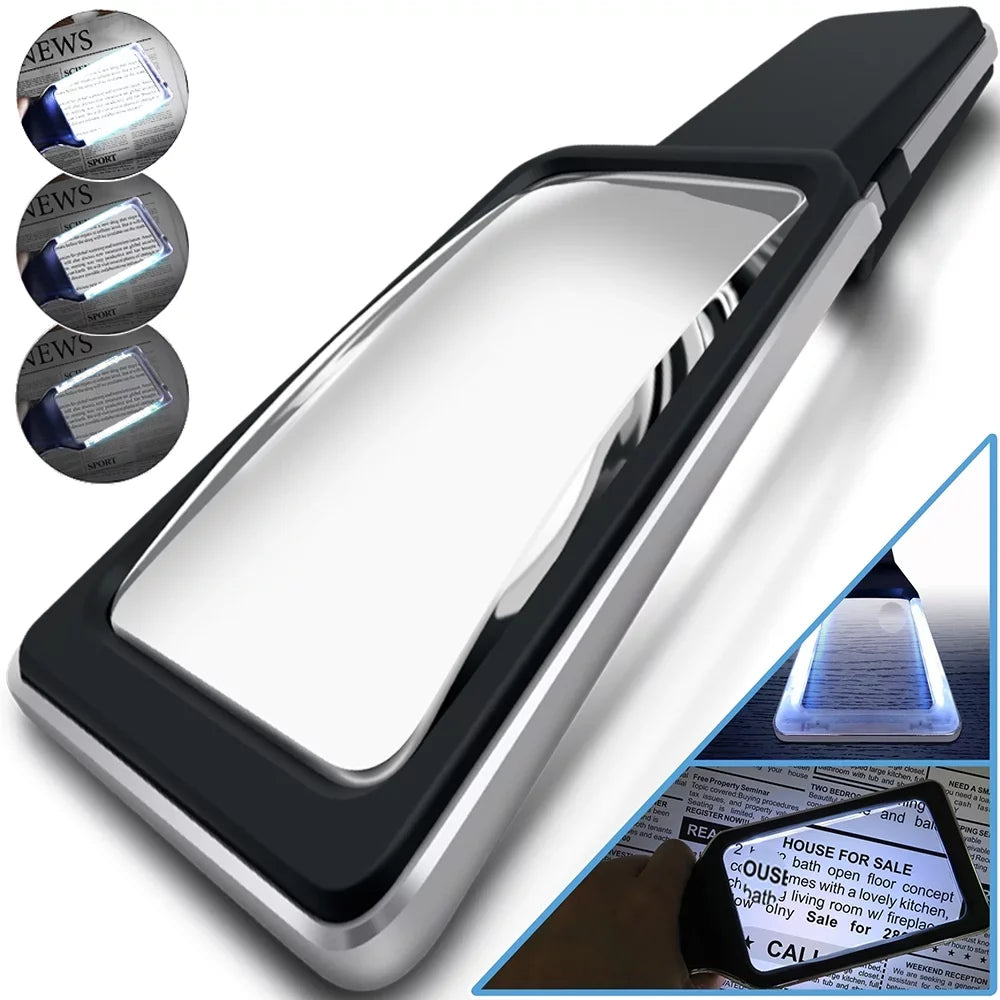 4X Large Magnifying Glass with [10 Anti-Glare & Fully Dimmable LEDs]-Evenly Lit Viewing Area-The Best Lighted Magnifier for Reading Sizemall Fonts, Low Vision Sizeeniors, Macular Degeneration