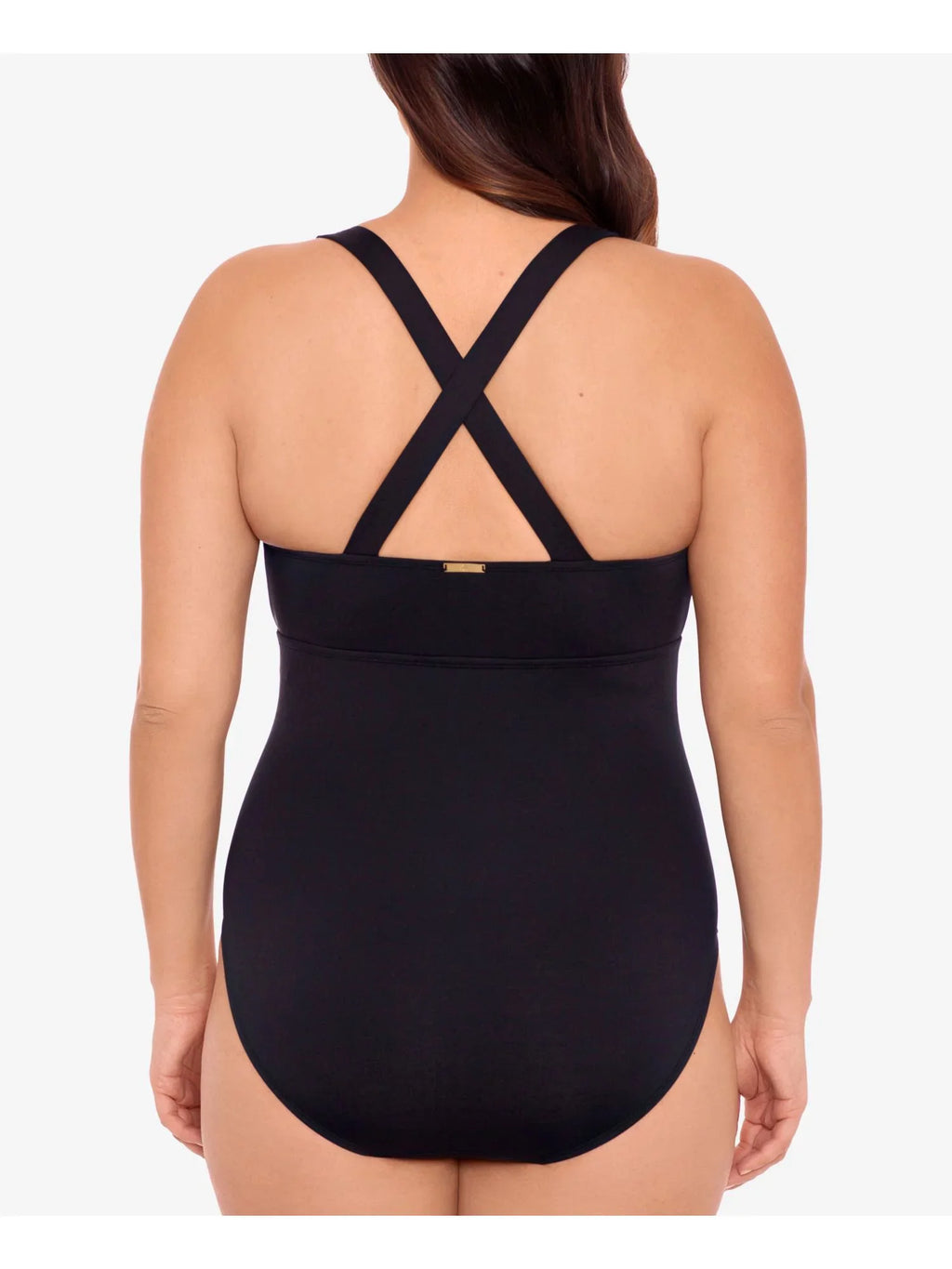 LAUREN RALPH LAUREN Women's Black Tummy Control Non-Removable Cups Cutout Sizecoop Neck One Piece Sizewimsuit 22W