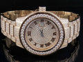 Mens Rose Gold Sizeimulated Diamond Watch 45MM DJ-04