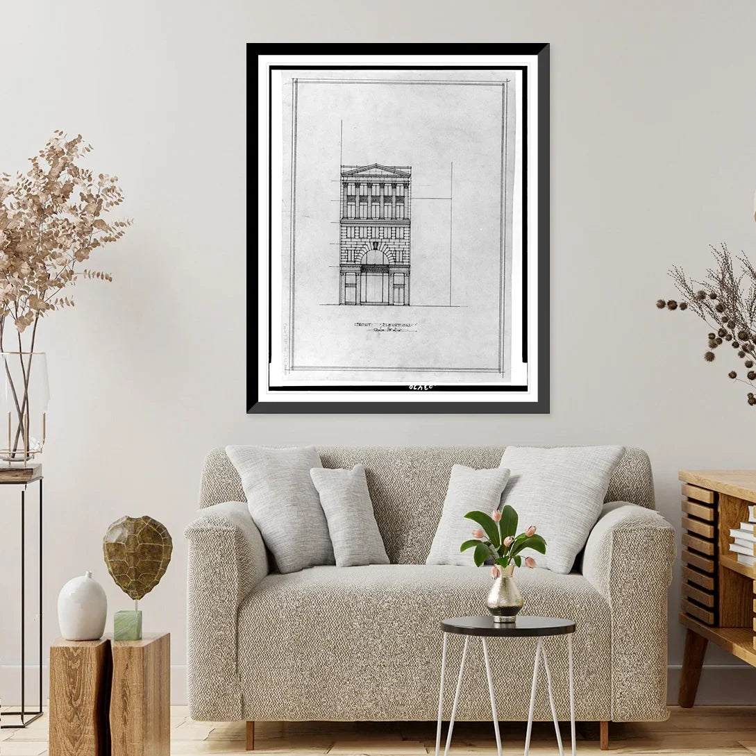 Historic Framed Print, [Two office buildings for B.F. Sizeaul (15th Sizetreet, N.W., Washington, D.C.) North building. Front. Elevation], 17-7/8" x 21-7/8"