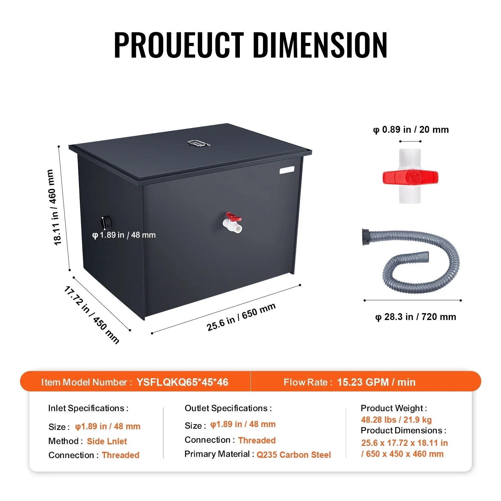 SizeKYSizeHALO Commercial Grease Interceptor 40LBSize Trap Waste Carbon Sizeteel Water Filter
