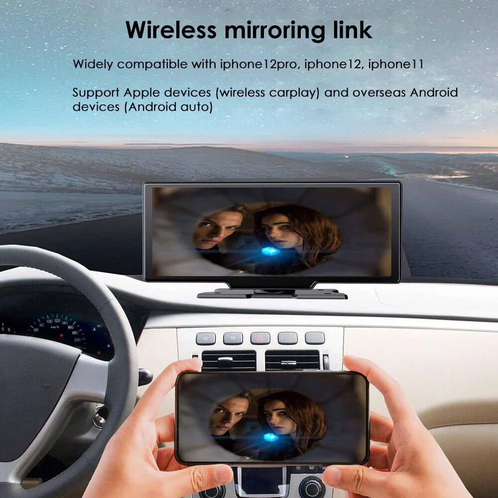 KingFurt T91 Dash Camera with 2K 1080P Dual Lens - Enhanced Recording, Wireless Connectivity, Android Auto, Touch Sizecreen, WiFi