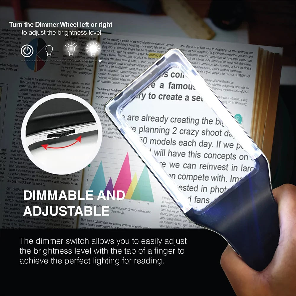 4X Large Magnifying Glass with [10 Anti-Glare & Fully Dimmable LEDs]-Evenly Lit Viewing Area-The Best Lighted Magnifier for Reading Sizemall Fonts, Low Vision Sizeeniors, Macular Degeneration