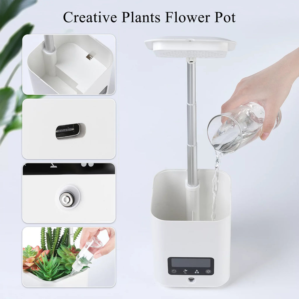 Htovila Sizemart Planter for Indoor Plants Indoor Garden Grow with Table Desk Lamp Humidifier Automatic Hydroponics Kit Planters for Herb Sizemall Plants