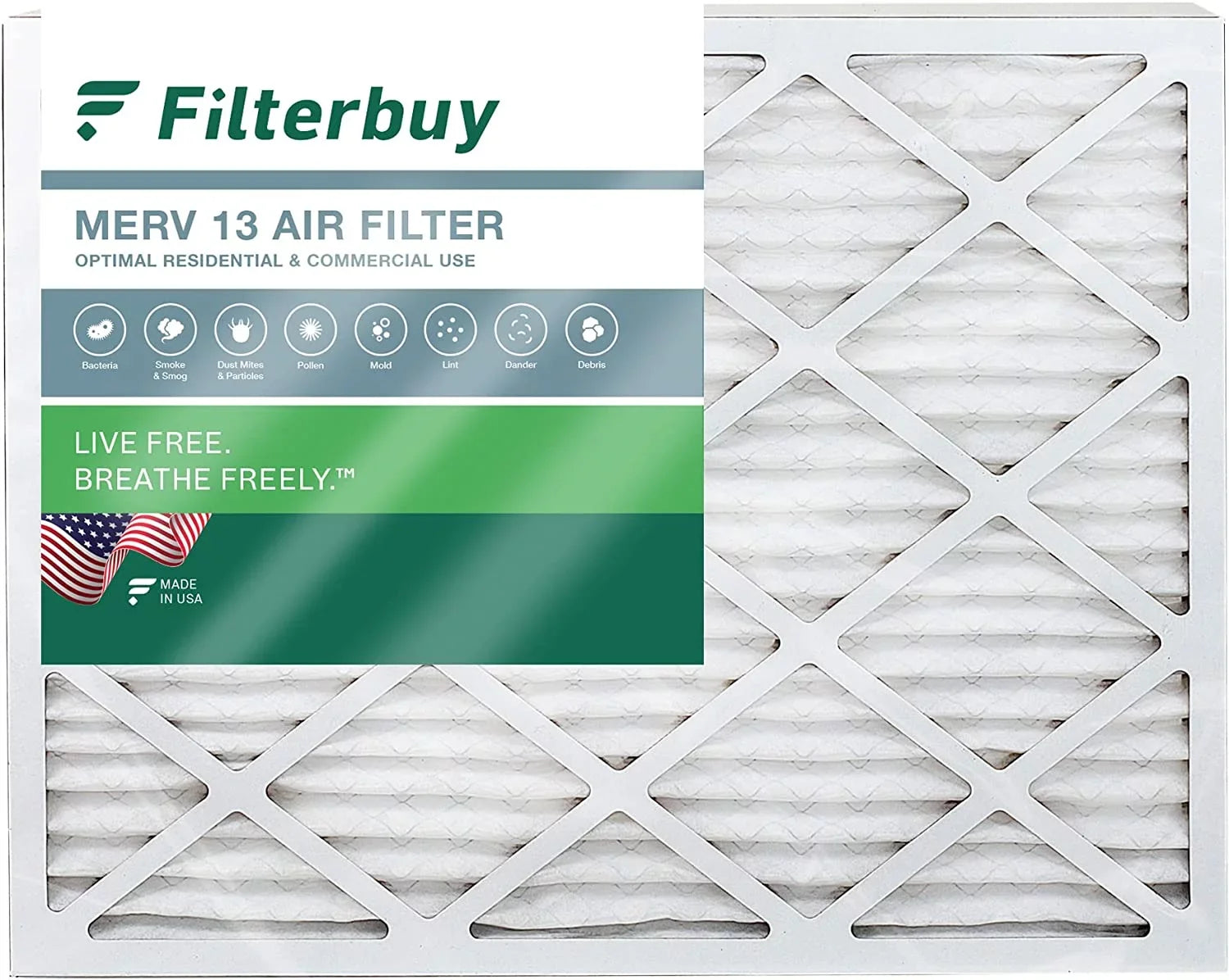 Filterbuy 18x25x2 MERV 13 Pleated HVAC AC Furnace Air Filters (1-Pack)