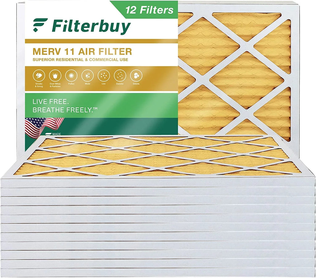 Filterbuy 20x22x1 MERV 11 Pleated HVAC AC Furnace Air Filters (12-Pack)