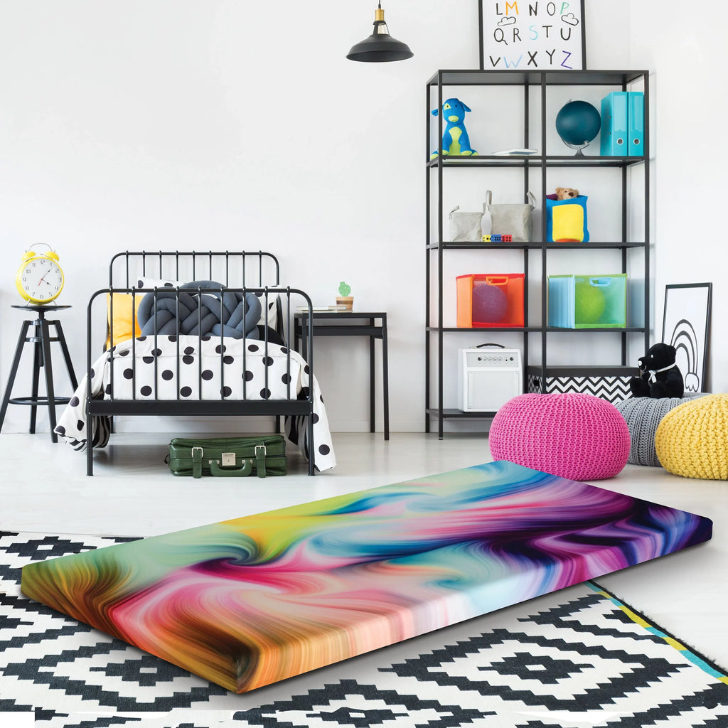 Groove Tie Dye Roll Up Memory Pillow Guest Bed Mattress, Twin
