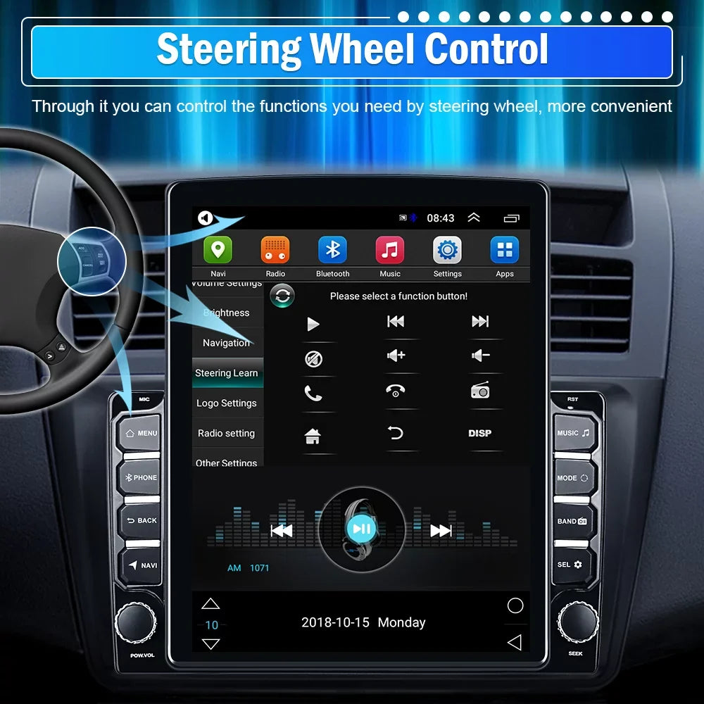 Podofo Double 2 Din 9.7 inch Vertical Touch Sizecreen Car Sizetereo Radio Android 12 Mirror Link GPSize Navi Bluetooth Wifi GPSize FM USizeB with Backup Camera