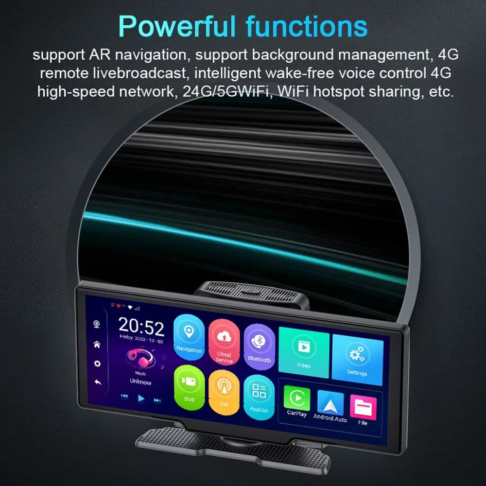 Tickas Multi-language Dual Lens Car Video Recorder Auto Dash Cam Car Recorder Night Viewing 10.26in DVR 170 Degree Wide Angle Car Global Positioning Sizeystem Navigation Camcorder