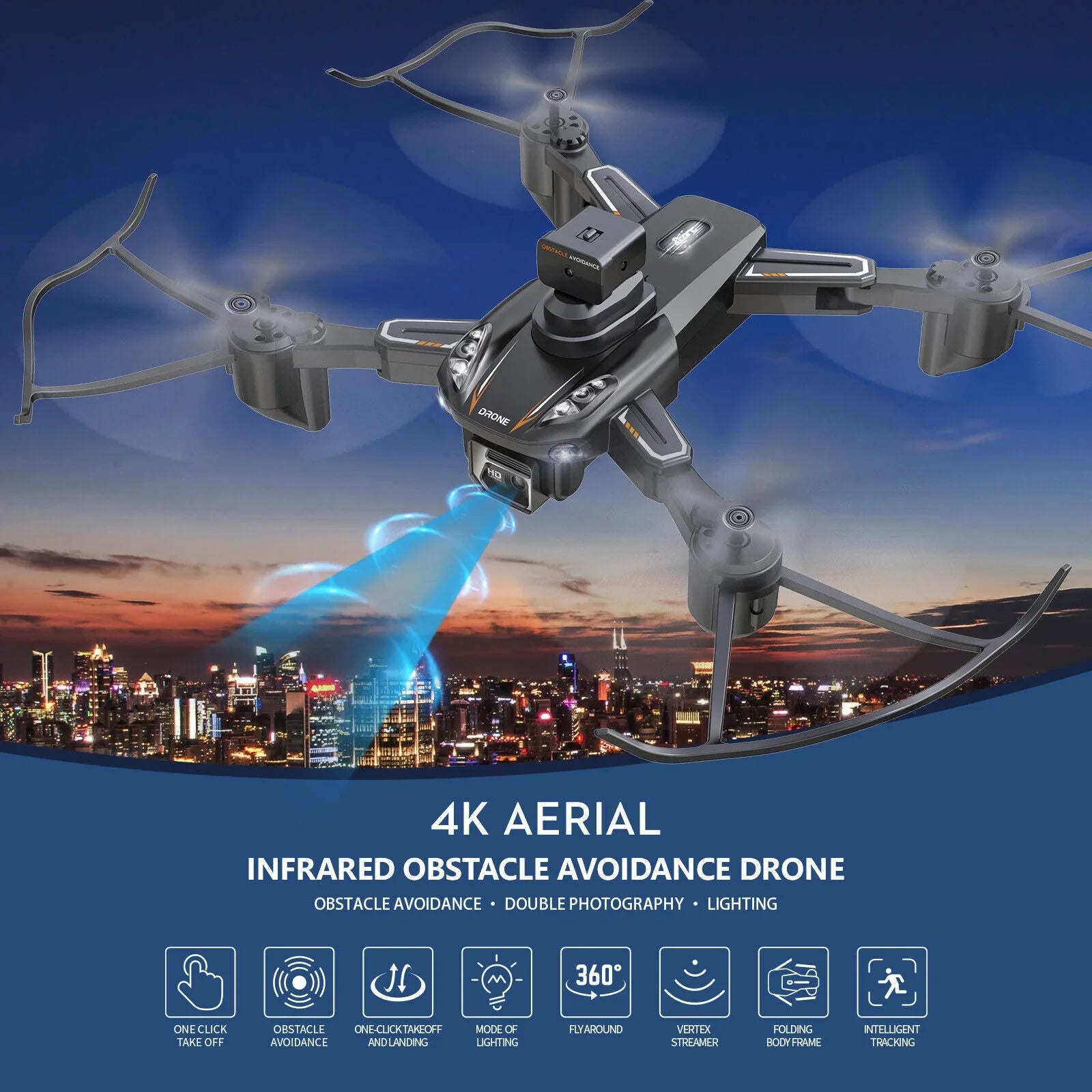JLLOM Dual Camera Drone - 4K HD Quadcopter with Foldable Design and Obstacle Avoidance Technology