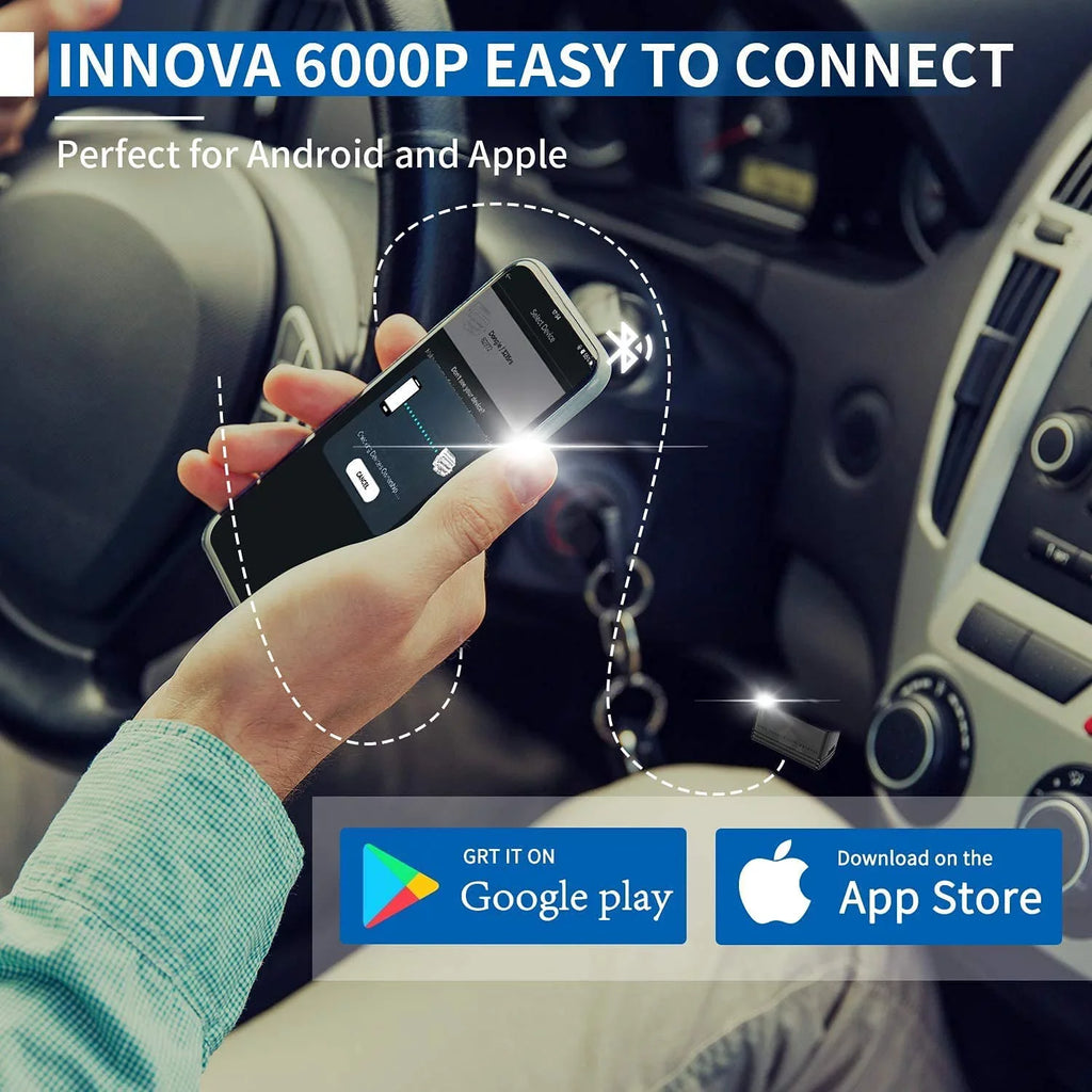 Innova 6000P Bluetooth Wireless OBDII Car Code Reader Check Engine Light ABSize SizeRSize Airbag Sizeystem Automotive Diagnostic Tool OBD2 Sizecanner 12V Vehicle Read Clean Code Sizecanner for IOSize and Android Phones