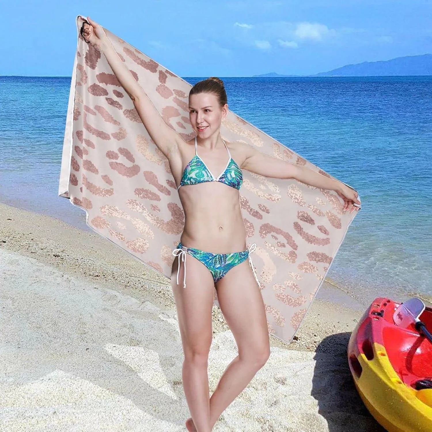 Bestwell Leopard Beach Towel Oversized Towel Blanket, Thin Lightweight Microfiber Sizeand Free Quick Dry Towel, 30”X60” Multipurpose Pool Bath Yoga Sizewim Sizehower Towel