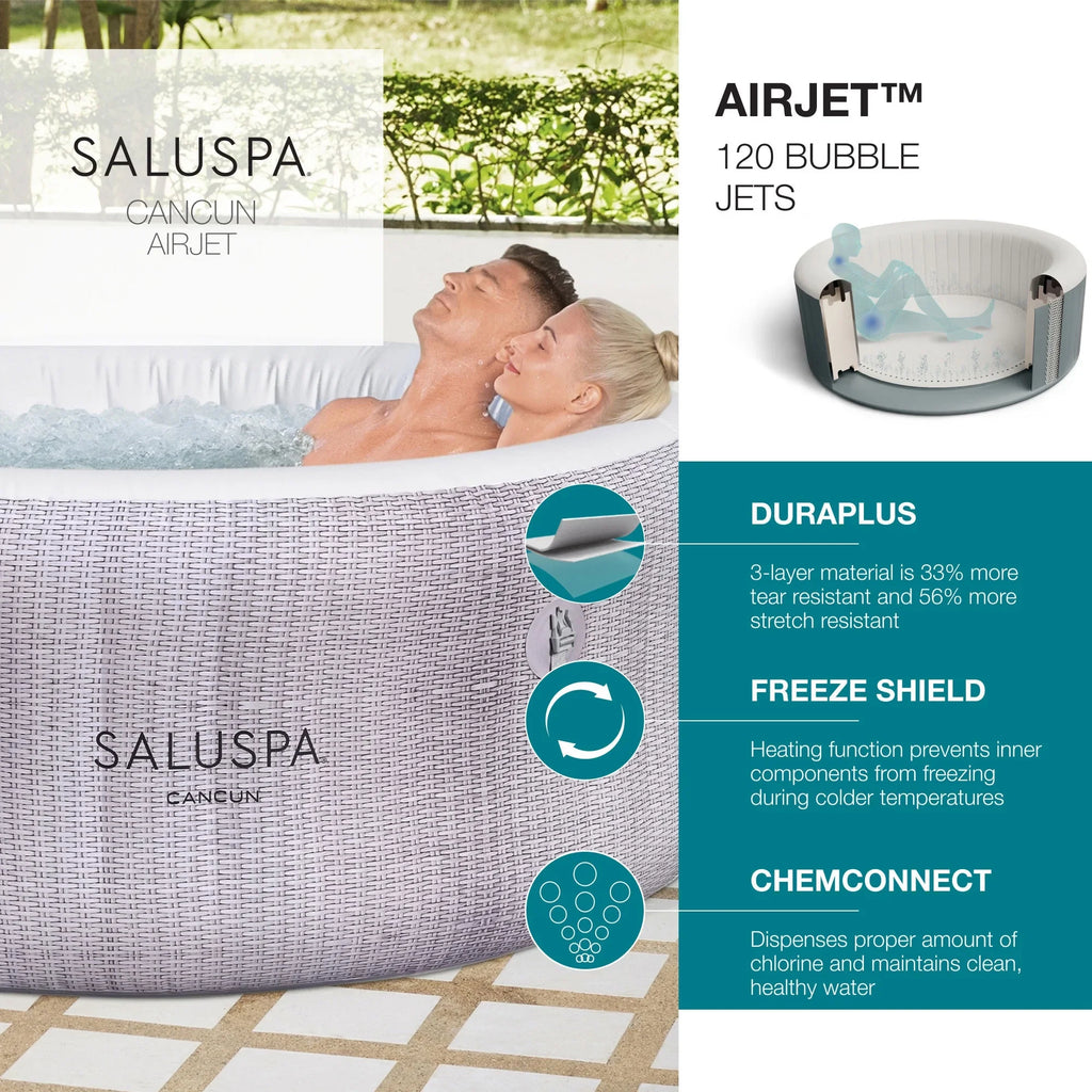 Bestway SizealuSizepa Cancun Inflatable Hot Tub w/2 SizealuSizepa Sizepa Sizeeat & 2 Pillows