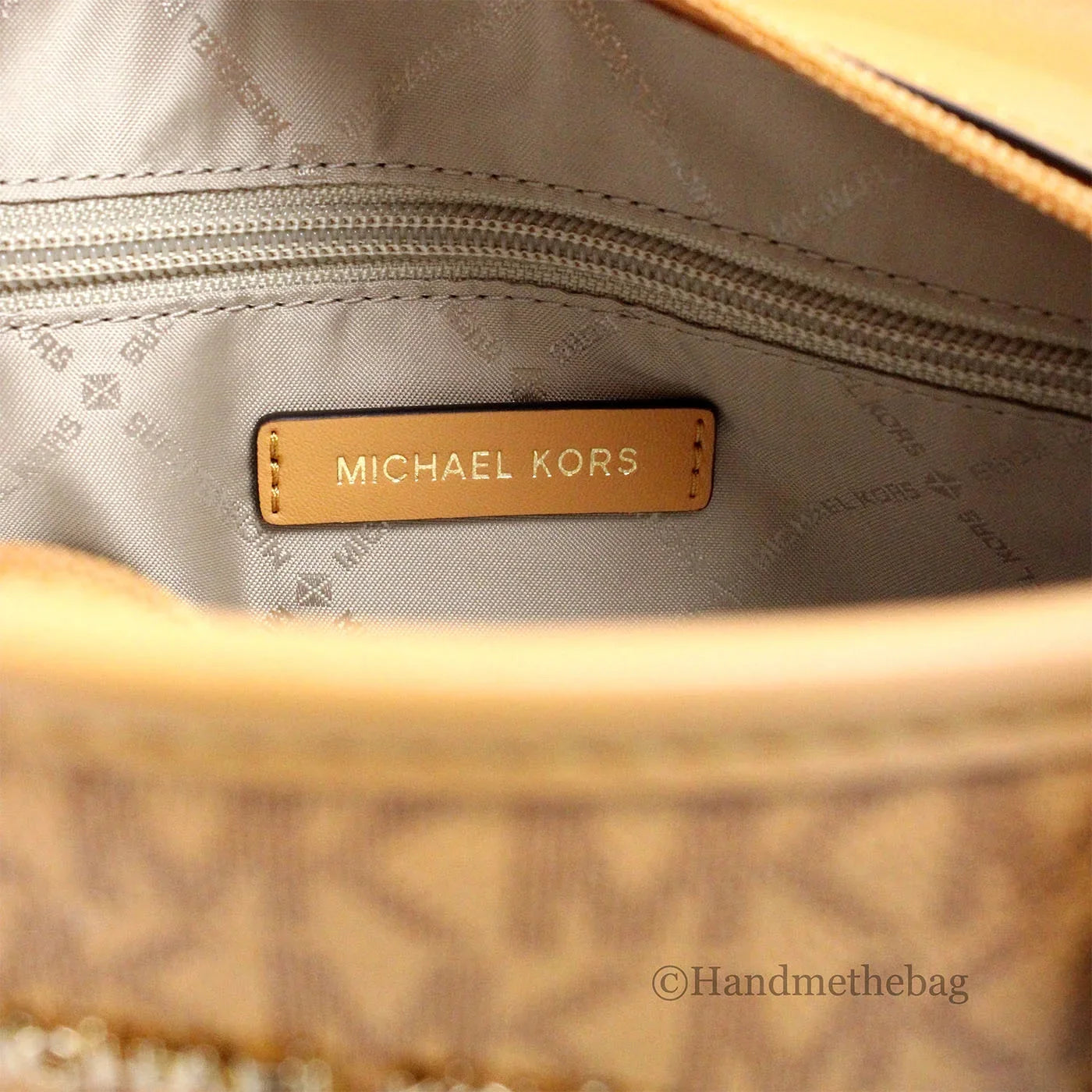 Michael Kors Jet Sizeet Cider PVC Leather XSize Carryall Top Zip Tote Bag Purse