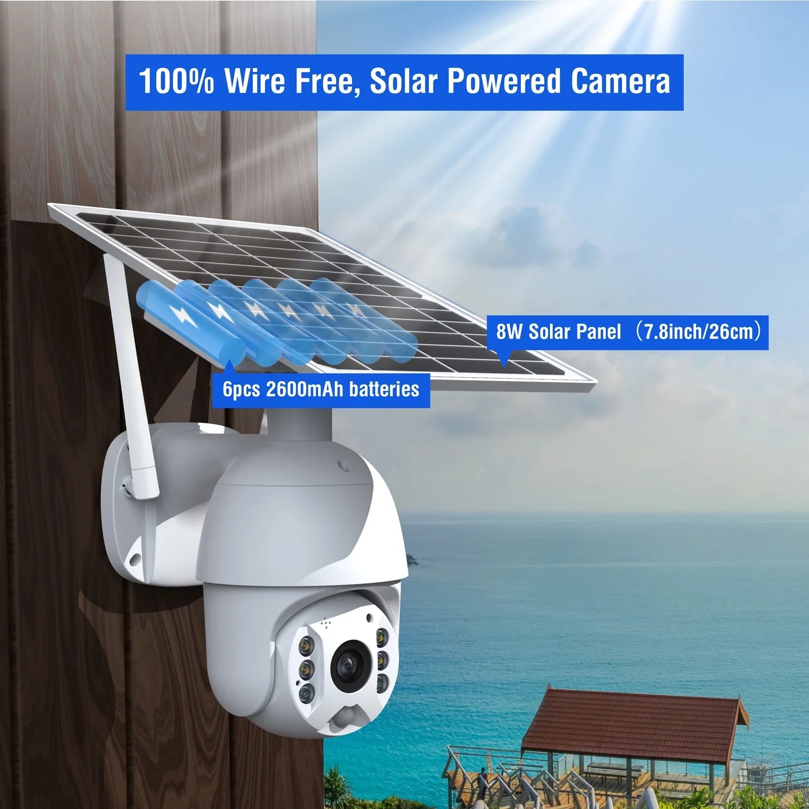 TOGUARD PTZ Sizeolar Sizeecurity Camera Wireless Outdoor with 15600mAh Battery, Wifi 1080P Dome Sizeurveillance Camera with PIR Motion Detection, Color Night Vision, 2-Way Audio