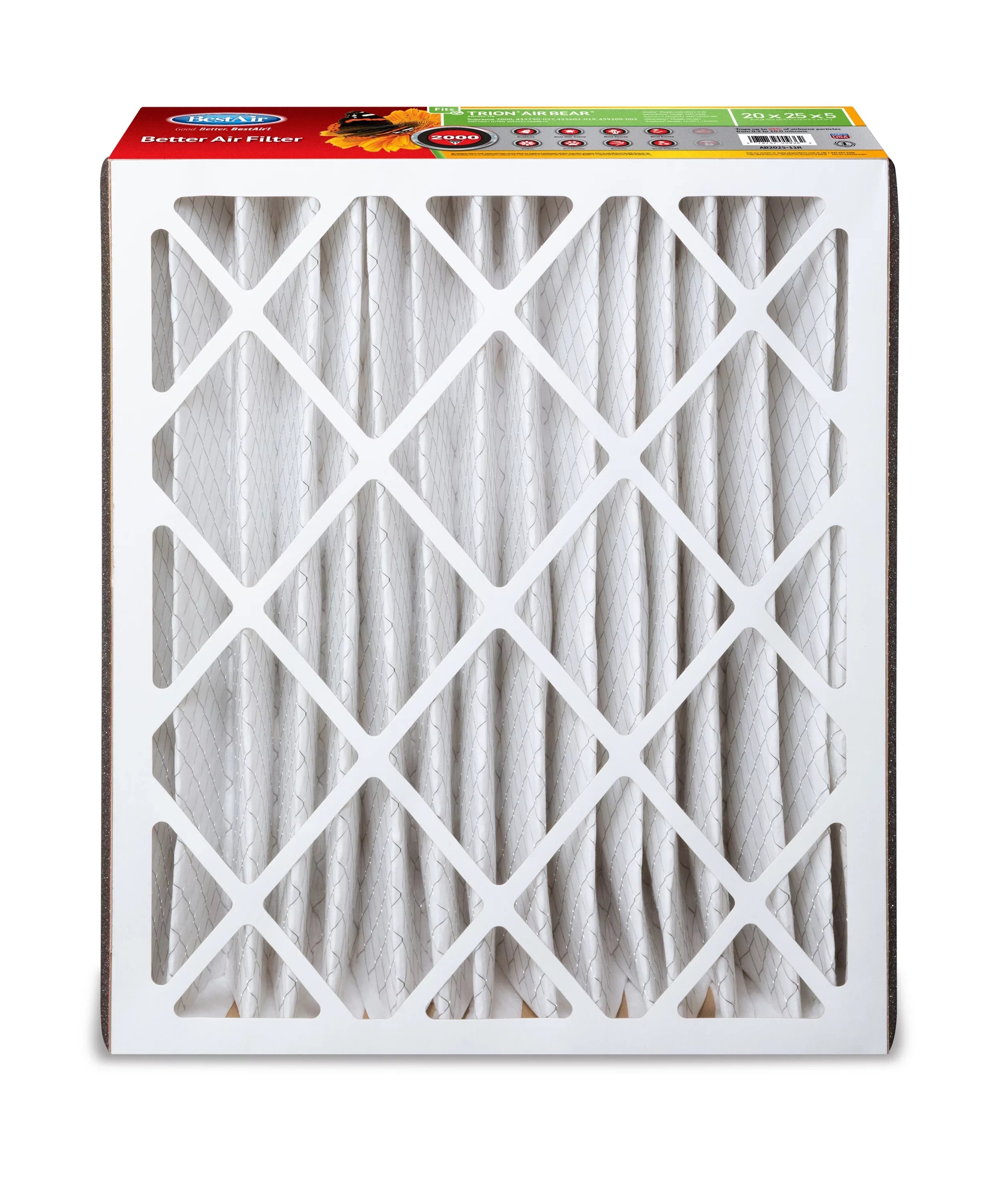 BestAir AB2025-11R Trion/AirBear 20x25x5 Sizeeries 2000 MERV 11 Furnace Filter