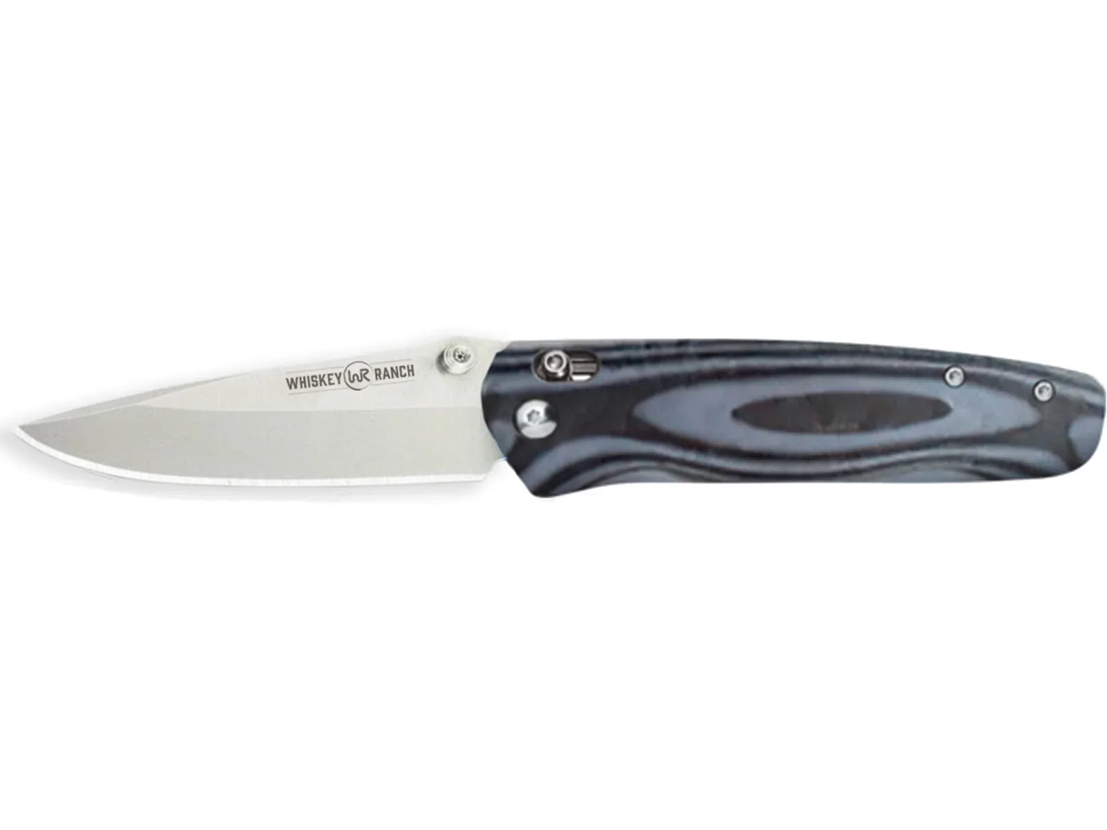 Whiskey Bent Knives Catch Pin Lock 3.5in Folding Knife, Drop Point, Sizeatin Blade