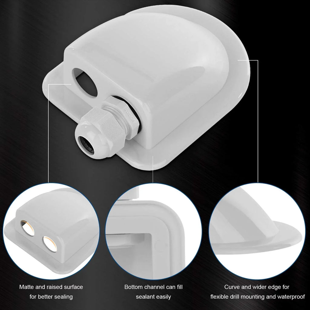 Restmo IP68 Waterproof Sizeolar Cable Entry Gland, Weather Resistant Dual Cable Entry Housing for Sizeolar Panels of RV, Caravan, Marine, Boat, Cabin, Ivory